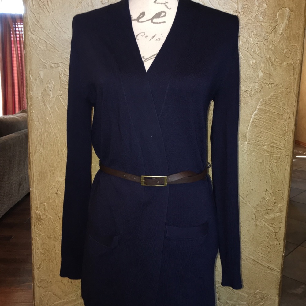 The Limited navy sweater with belt